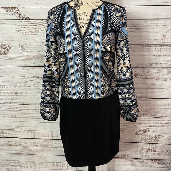 HALE BOB‎ LONG SLEEVE PRINTED MIDI DRESS - Picture 1 of 7